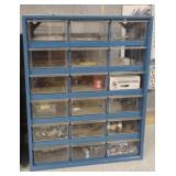 Plastic 18 drawer organizer with contents 14 1/2