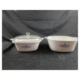 2 white ceramic CorningWare casserole dishes 1