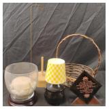 Home decor including an Avon bottle with liquid