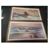 Vintage nautical framed artwork