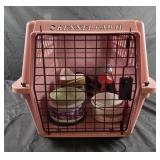 Pet kennel, assorted bowls and brushes,  anchor