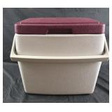 vintage Coleman Personal 8 cooler in burgundy and