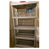 36x72x24 five teir plastic shelving contents Not