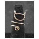 925 Silver Cat ring - sz 6 -