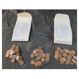 1966 and 1967 pennies, assorted in middle