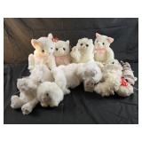 Assorted stuffed animals,  white cats, ty beanie