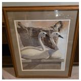 Framed 29x35 lithograph poster titled "Les Deux