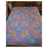 93x93 handmade cat quilt blue purple green