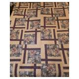 78x78 handmade quilt tan purple floral