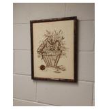 Handmade framed cat artwork 13 x 17