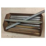 Metal extension handles in a metal tool tray