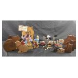Wooden cat figurines
