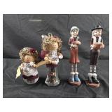 Thanksgiving pilgrim figurines 7" tall, kitchen