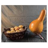 Decorative dried pear-shaped gourd13", basket of