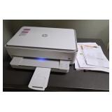 white HP Envy 6055e wireless all-in-one printer.