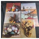Six 14x11 vintage assorted artists cardboard