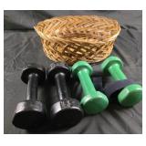 Hand weights and 12x5 basket