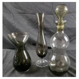 smoke gray glass vases, genie bottle glass with