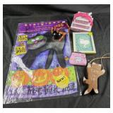 Cat halloween flag new, cat notepad gift set.