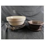 Stoneware large bowl used for planter, planter