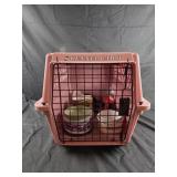 Pet kennel, assorted bowls and brushes,  anchor