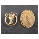 14kGF Floral Brooch  and 1/20 12kGF monogrammed