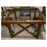mid-century modern style wooden dining set with a