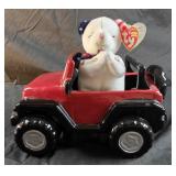 Teleflora jeep planter ceramic and ty beanie baby