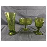 vintage 1975 FTD avocado green glass pedestal