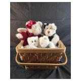 Handle Basket with stuffed animal cats