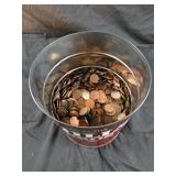 Coffee can of pennies
