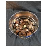 Coffee can of pennies