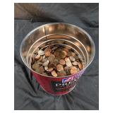 Coffee can of pennies