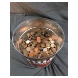 Coffie can of pennies