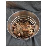 Coffee can of pennies