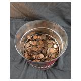 Coffee can of pennies