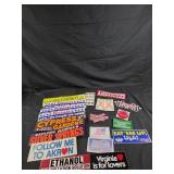 Vintage bumper stickers, and decals