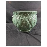 vintage 8.5"tall McCoy seafoam green quilted leaf