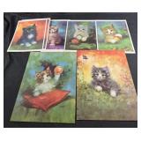 vintage Florence Kroger kitten lithograph prints