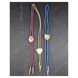 3 Bolo Ties with Natural Stone Slides