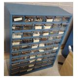 Plastic 50 drawer organizer with contents 14 1/2
