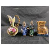 vintage Chinese Mud Men ceramic figurines