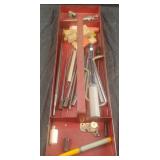 Metal tool tray with contents