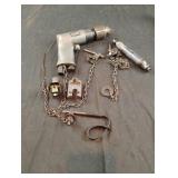 Vintage pneumatic (air) drill with extras and
