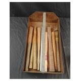 Metal tool tray with misc wood handles