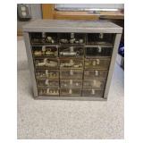 Plastic 18 drawer organizer with contents 14 1/2