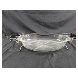 Vintage glass casserole dish featuring a