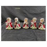 5 vintage Lefton Christmas angel bells from the