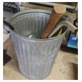 Galvanized trash can including spray wands and