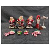 Vintage santa figurines resin and wooden, magnets
